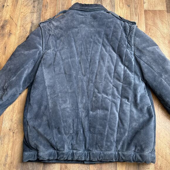 Vintage Wilsons Suede Leather Jacket Men's Size XL 46 Blue Quilted Heavyweight - Picture 3 of 11